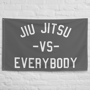 Jiu Jitsu Gym Flag - Brazilian BJJ Decor - Large Motivational Wall Art - Grappling Inspiration