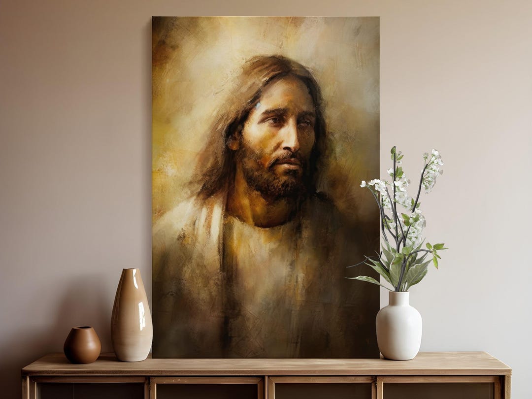 Jesus Christ Portrait Canvas Wall Art, Christian Home Decor Print ...