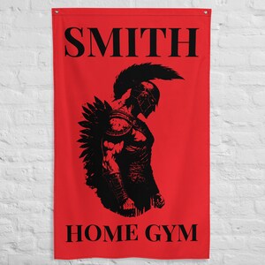 Custom Gym Flags - Gym Sign - Home Gym Banner - Gym Gifts - Weightlifting Decor - Spartan
