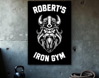Póster motivacional personalizado - Frases inspiradoras - Decoración personalizada para levantamiento de pesas - Gimnasio en casa - Arte mural motivacional - Viking Iron Gym