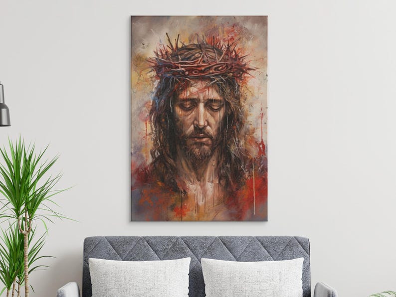 Jesus Christ Canvas Print, Crown of Thorns Wall Art, Christian Home ...