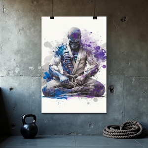 Jiu Jitsu Skeleton Poster, BJJ Wall Art, Funny Jujitsu Poster, Martial Arts Wall Decor, Grappling Art Print, BJJ Home Gym Decor