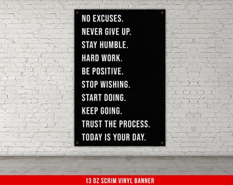 Motivational Banner - Home Gym Decor - Large Quotes Wall Art - Weightlifting - Sports Inspiration