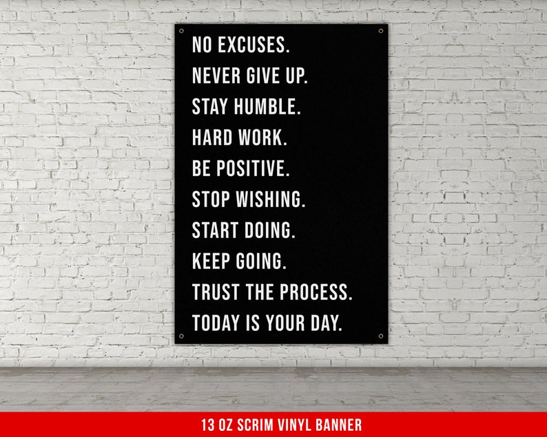 Motivational Banner Home Gym Decor Large Quotes Wall Art Weightlifting Sports Inspiration image 1