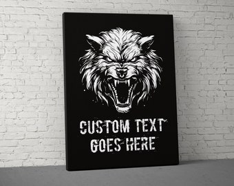 Custom Text Canvas - Home Gym Decor - Large Motivational Quote Wall Art - Personalization - Wolf