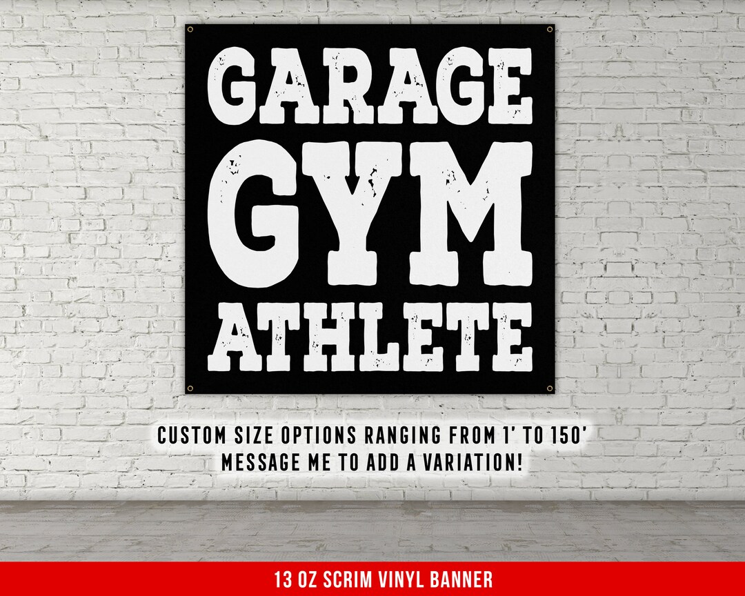 Garage Gym Athlete Banner - Home Gym Decor - Large Wall Art - Fitness ...