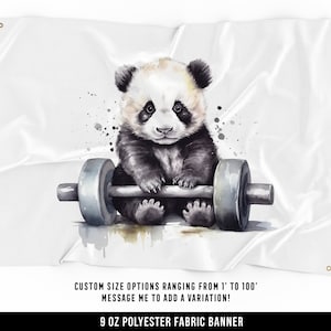 Panda Weightlifting Fitness Panda Gym Funny Panda Beach Towel by EQ Designs  - Pixels