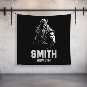 Custom Gym Tapestry | Home Gym Flag Decor | Large Quote Wall Art | Motivational Inspirational | Your Name Custom Banner | Iron Gym V2