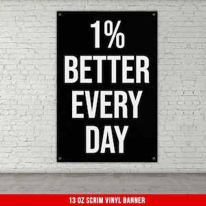 Better Every Day Banner - Home Gym Decor - Large Motivational Quote Wall Art - Weightlifting - Sports