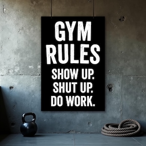 Gym Rules Poster, Funny Gym Poster, Motivation Poster, Home Gym, Fitness Print, Motivational Quote Poster, Gym Wall Art Print