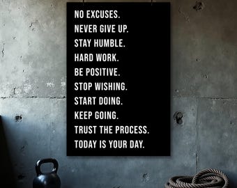 Motivierendes Poster - Inspirierende Zitate - Büro Dekor - Fitnessstudio - Motivation Wandkunst - Geschenk für Ihn - Motivierende Zitate