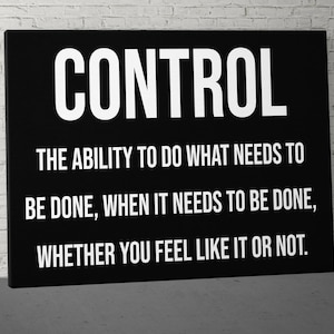 Control Definition Motivational Canvas, Inspirational Quotes, Motivation Wall Art, Success Wall Art, Modern Office Canvas, Wall Decor