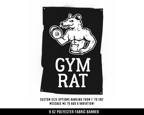  Gym Rat Banner - Home Gym Decor - Large Wall Art