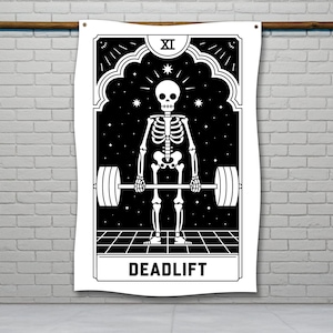 Bandera de tarot de peso muerto, bandera motivacional para gimnasio, arte mural para gimnasio en casa, pancarta para gimnasio en garaje, bandera de fitness para pared, decoración para gimnasio