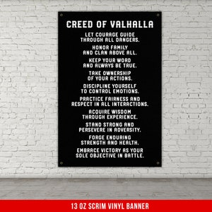 Creed Of Valhalla Banner - Gym Wall Art - Motivational Fitness Decor - Sports Gift - Vikings