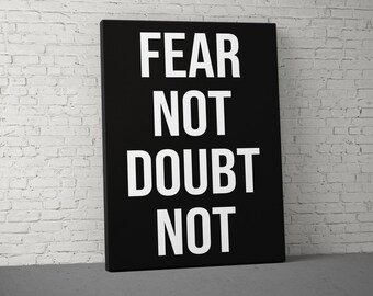Fear Not Doubt Not Canvas, Motivational Gym Canvas, Inspirational Quote Canvas, Fitness Canvas Art, Gym Wall Decor, Sport Canvas Art