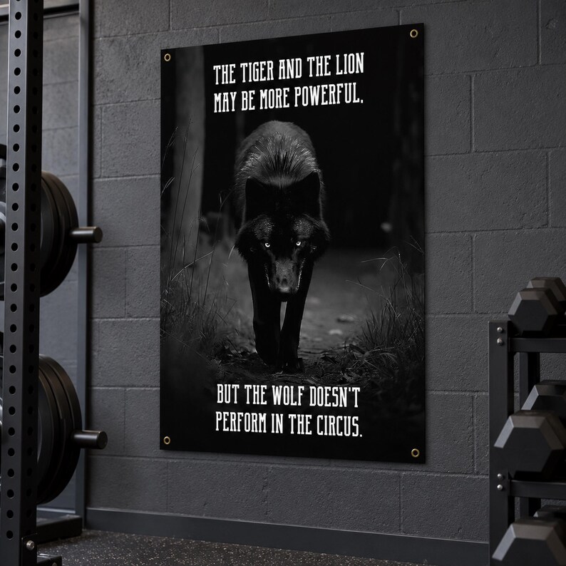 Wolf Circus Banner - Home Gym Decor - Large Motivational Quote Wall Art - Inspirational Print - Wolves image 7