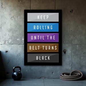 Jiu Jitsu Poster, BJJ Motivation Poster, Keep Rolling, Funny Jiu Jitsu Wall Art, Grappling Art Print, Dojo Wall Art, Jujitsu Wall Decor