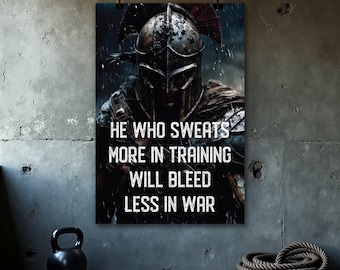 Spartan Training Poster, Home Gym Decor, Fitness Motivation, Gym Wall Art Print, Motivational Quotes, Inspirational Quotes, Wall Decor