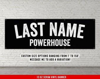 Your Name Powerhouse Gym Custom Banner - Vinyl Decor - Large Quote Wall Art - Personalize - Motivational Inspirational