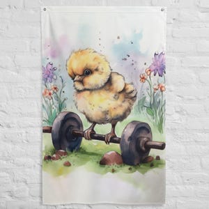 Cute Chick Gym Flag, Motivational Wall Art, Fitness Decor for Home Gym, Bodybuilding Inspiration, Garage Gym, Gym Gifts