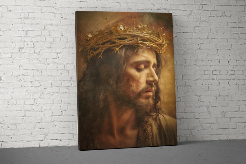 Jesus Canvas Print, Crown of Thorns Wall Art, Christian Religious ...