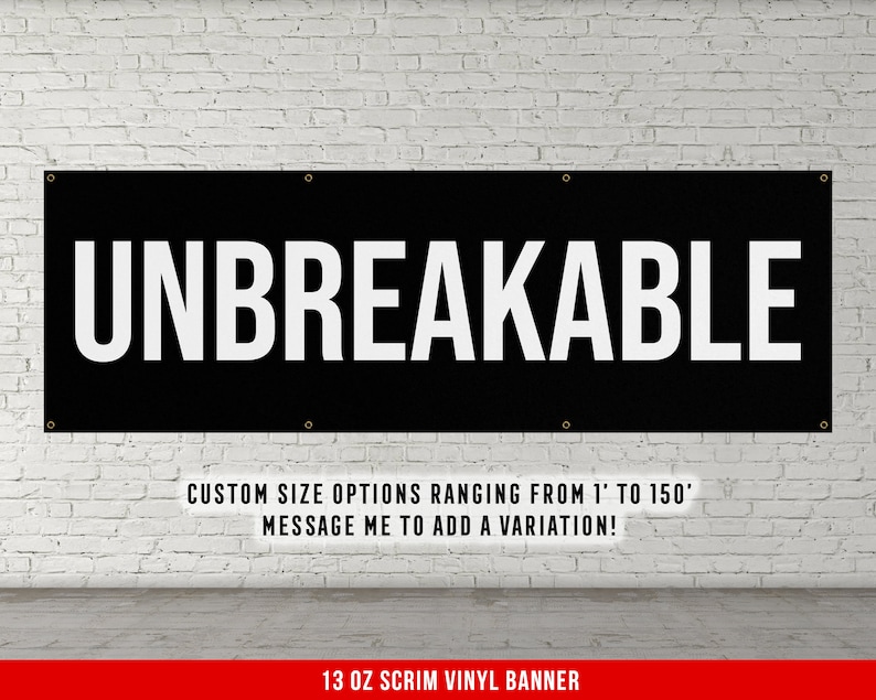 Unreakable Lettering Unbreakable Banner - Home Gym Wall Art - Motivational Fitness Decor ...