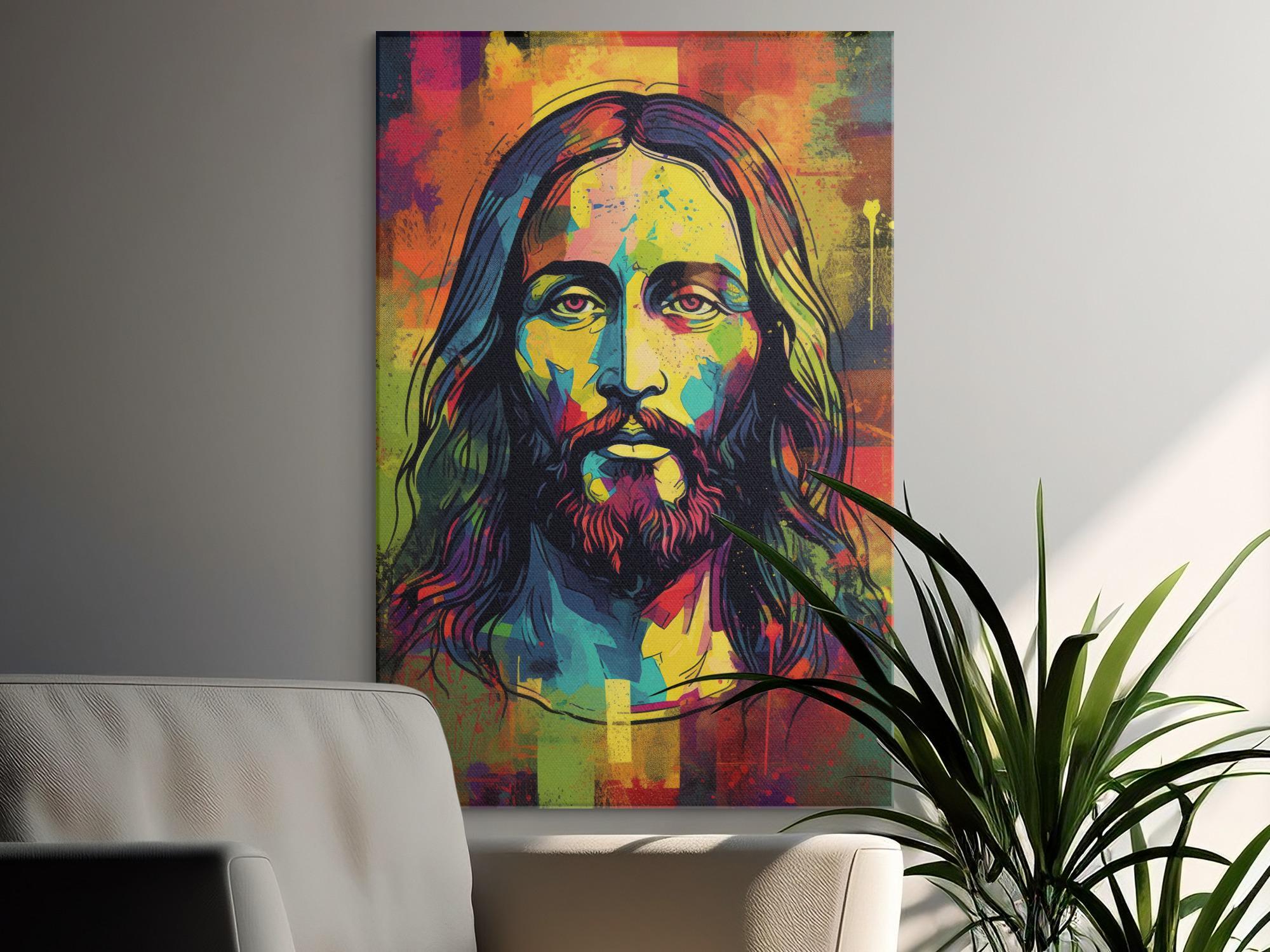 Vibrant Jesus Pop Art Canvas Print, Colorful Christian Wall Art, Modern ...