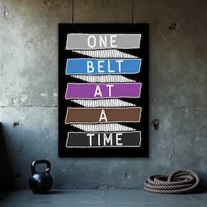 Jiu Jitsu Poster, BJJ Wandkunst, ein Gürtel nach dem anderen, Jiu Jitsu Geschenk, Grappling Kunstdruck, Martial Arts Dekor, BJJ Motivation Poster