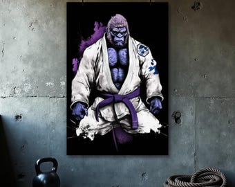 Gorilla Jiu Jitsu Poster, Funny BJJ Wall Art, Martial Arts Home Decor, Gym Motivation, Dojo Printable, Grappling Gift, BJJ Quote Poster