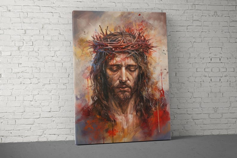 Jesus Christ Canvas Print, Crown of Thorns Wall Art, Christian Home ...