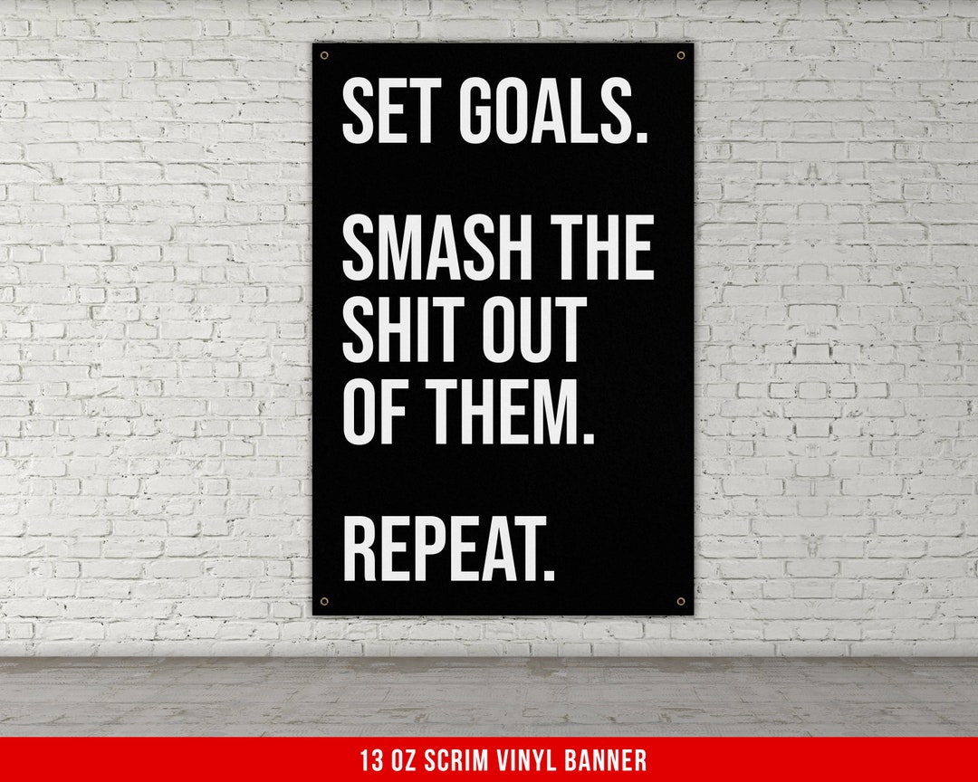Smash Goals Banner Home Gym Decor Large Quotes Wall Art Etsy