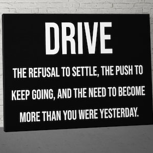 Drive Definition Motivational Canvas, Wall Art Canvas, Inspirational Quotes, Motivation Wall Art, Success Wall Art, Modern Wall Decor Canvas