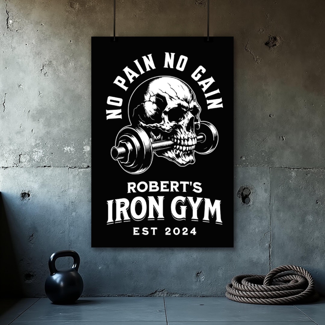 No Pain No Gain Poster for Home Gym Decor, Motivational Office Decor ...