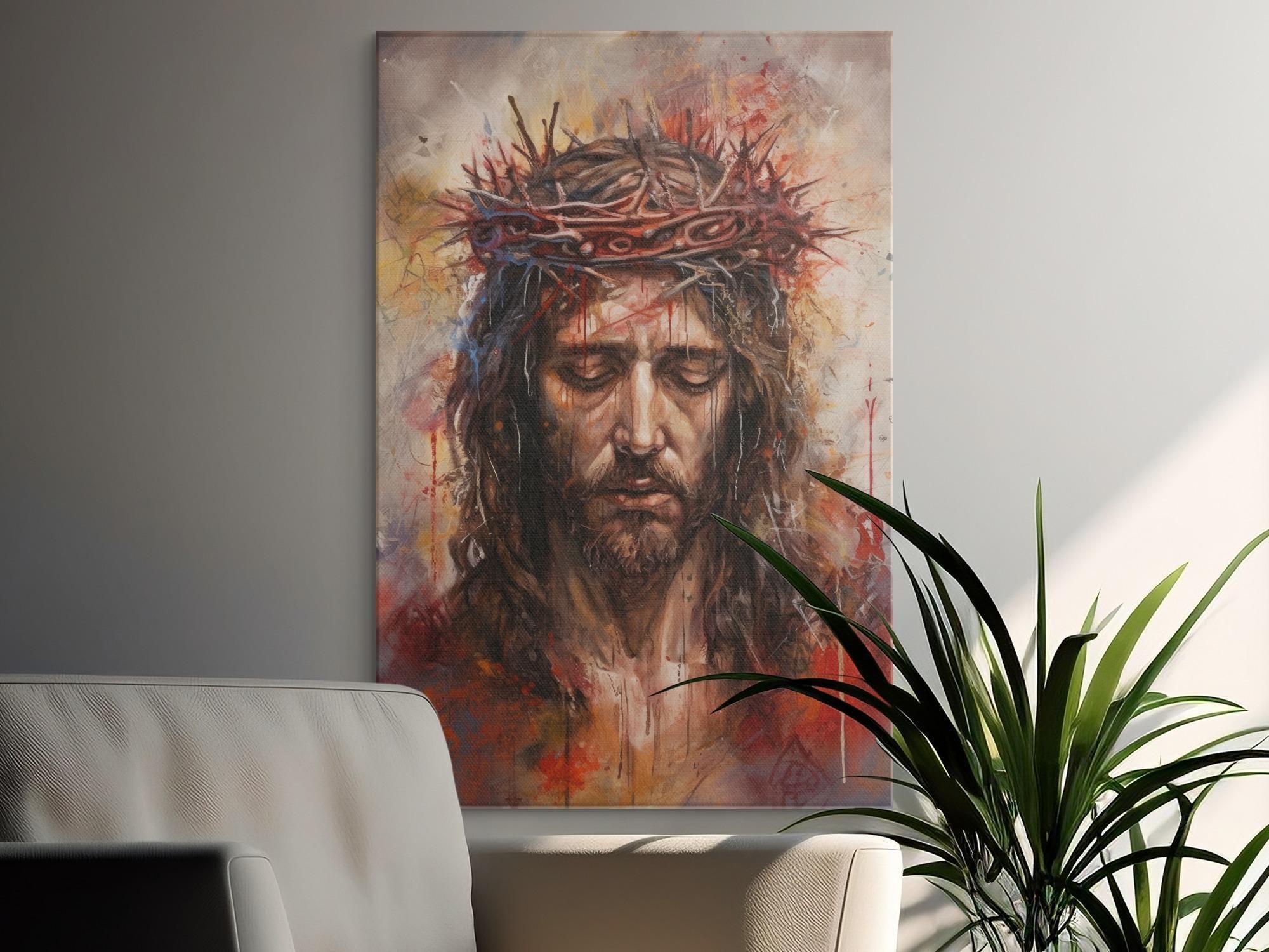 Jesus Christ Crown of Thorns Canvas Print, Christian Wall Art ...