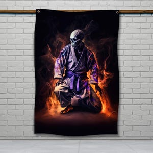 Jiu Jitsu Flag, Grim Reaper, Martial Arts Wall Decor, Jiu Jitsu Wall Art, Custom Jiu Jitsu Sign, Garage Jiu Jitsu Flag, Dorm Flag