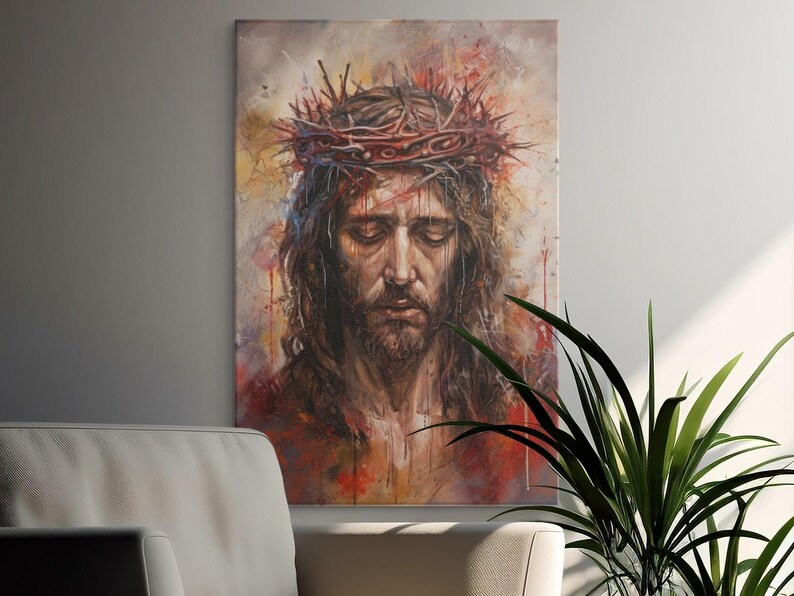 Jesus Christ Canvas Print, Crown of Thorns Wall Art, Christian Home ...