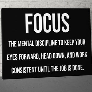 Focus Definition Motivational Canvas, Inspirational Quotes Wall Art, Modern Office Decor, Success Canvas Art Print, Motivational Poster