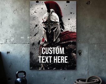 Custom Spartan Warrior Poster, Gym Motivation Print, Bodybuilding Home Gym Wall Art, Quote Wall Art, Inspirational Quotes, Digital Download