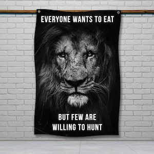 Bannière Motivation Gym - Tapisserie Lion Personnalisée, Décoration