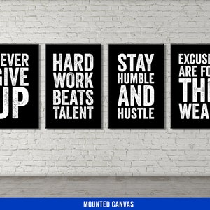 Motivational Quotes Canvas Set - Home Gym Decor - Office Wall Art - Hustling Entrepreneur Inspiration
