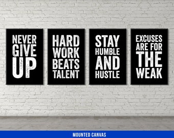 Motivational Quotes Canvas Set - Home Gym Decor - Office Wall Art - Hustling Entrepreneur Inspiration