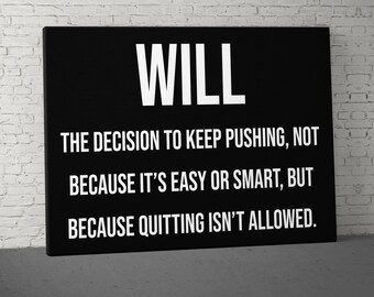 Will Definition Canvas Art, Inspirational Canvas, Motivational Canvas, Wall Decor Canvas, Office Wall Art, Modern Wall Art, Canvas Art Print