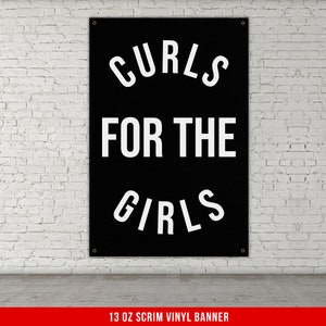 Curls For The Girls Banner - Home Gym Decor - Large Quotes Wall Art - Weightlifting - Sports Inspiration