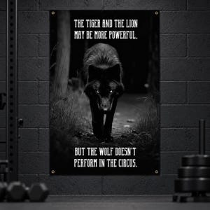 Wolf Circus Banner - Home Gym Decor - Large Motivational Quote Wall Art - Inspirational Print - Wolves image 1