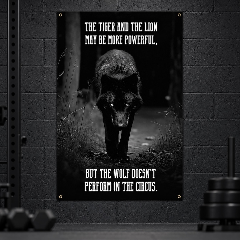 Wolf Circus Banner - Home Gym Decor - Large Motivational Quote Wall Art - Inspirational Print - Wolves image 1