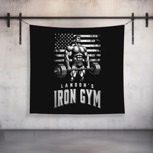 Custom Gym Tapestry | Home Gym Flag Decor | Large Quote Wall Art | Motivational Inspirational | Banner | USA
