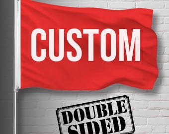 Custom Double Sided Pole Flag | Personalized Indoor Outdoor Flag | 3x2 5x3 Sizes | Home, Yard, Boat, Beach, Gym Decor, Gift for Him or Her