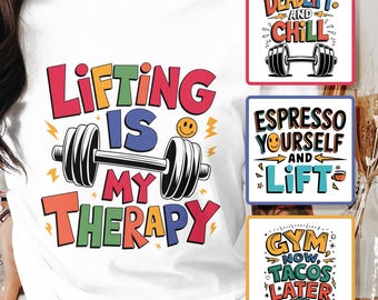 Gym PNG-paket - Motiverande träningscitat SVG - Fitness T-shirt Digital nedladdning - Rolig gymkonst sublimering