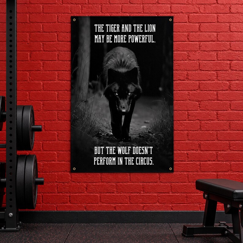 Wolf Circus Banner - Home Gym Decor - Large Motivational Quote Wall Art - Inspirational Print - Wolves image 2